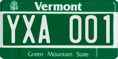 VT license plate YXA001