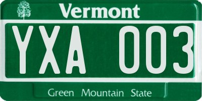 VT license plate YXA003