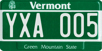VT license plate YXA005