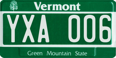 VT license plate YXA006