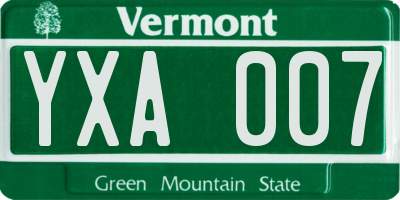 VT license plate YXA007