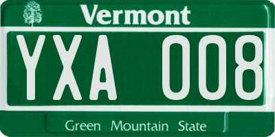 VT license plate YXA008
