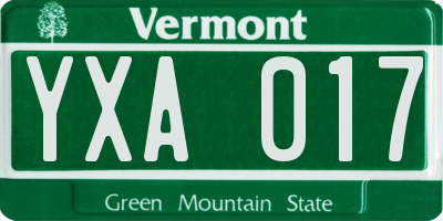 VT license plate YXA017