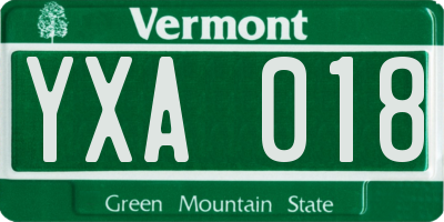VT license plate YXA018