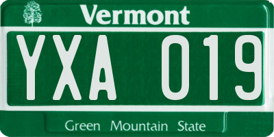 VT license plate YXA019
