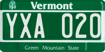 VT license plate YXA020