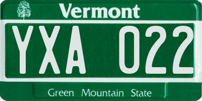 VT license plate YXA022