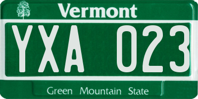 VT license plate YXA023
