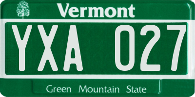VT license plate YXA027