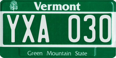VT license plate YXA030