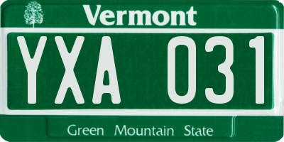 VT license plate YXA031