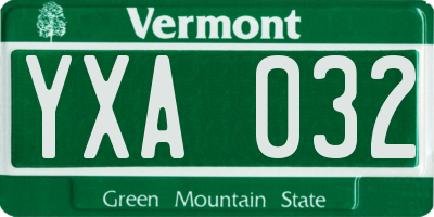 VT license plate YXA032