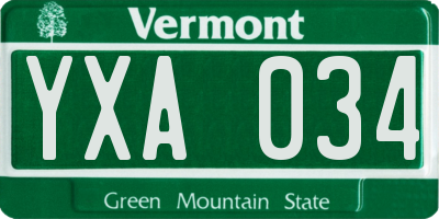 VT license plate YXA034