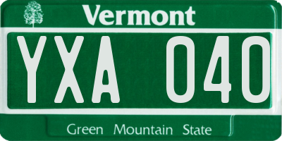VT license plate YXA040