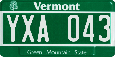 VT license plate YXA043