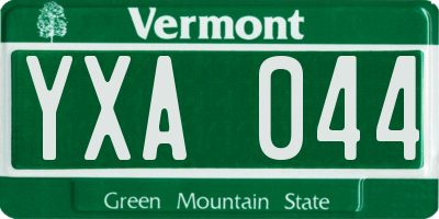 VT license plate YXA044