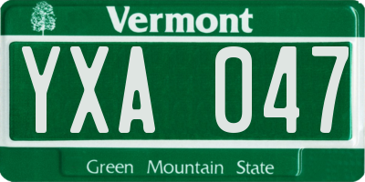 VT license plate YXA047