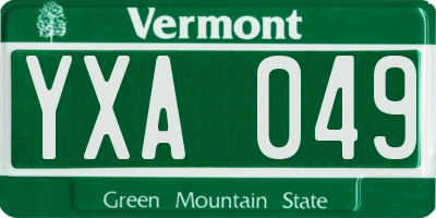 VT license plate YXA049