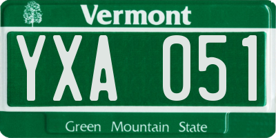 VT license plate YXA051