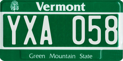 VT license plate YXA058