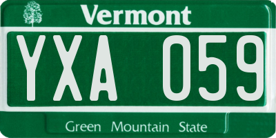 VT license plate YXA059