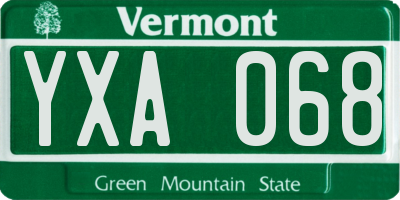 VT license plate YXA068