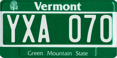 VT license plate YXA070