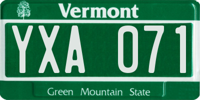 VT license plate YXA071
