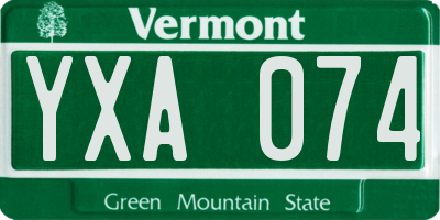 VT license plate YXA074