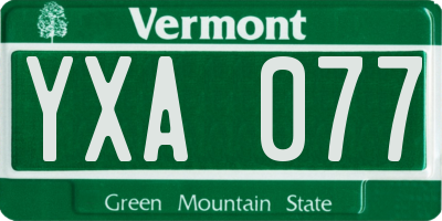 VT license plate YXA077
