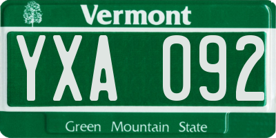 VT license plate YXA092