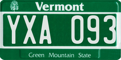 VT license plate YXA093