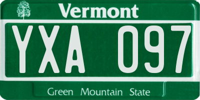 VT license plate YXA097