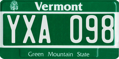 VT license plate YXA098