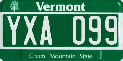VT license plate YXA099