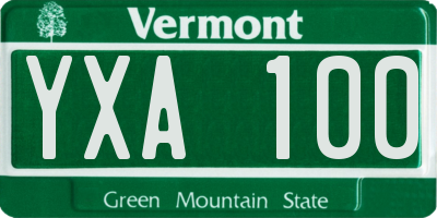VT license plate YXA100