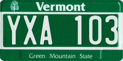 VT license plate YXA103
