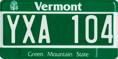 VT license plate YXA104
