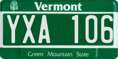 VT license plate YXA106