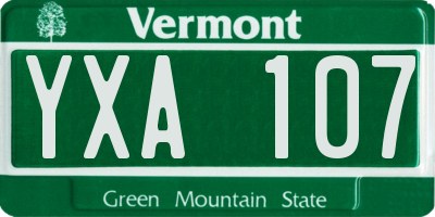 VT license plate YXA107