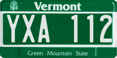 VT license plate YXA112