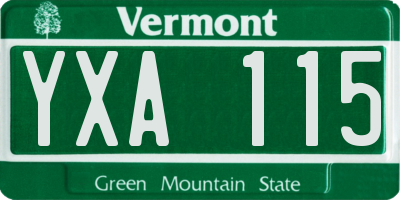 VT license plate YXA115