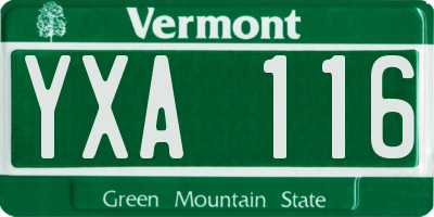VT license plate YXA116