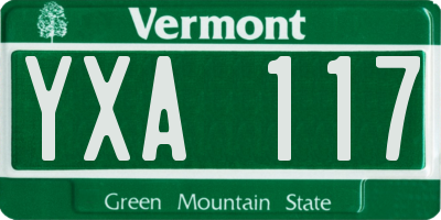 VT license plate YXA117