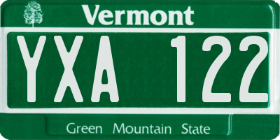 VT license plate YXA122