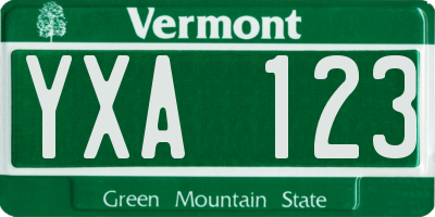 VT license plate YXA123
