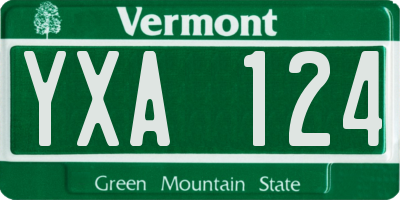 VT license plate YXA124