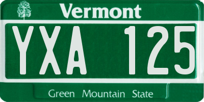 VT license plate YXA125