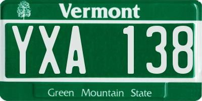 VT license plate YXA138