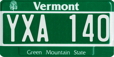 VT license plate YXA140